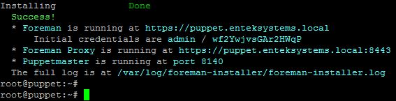 Foreman Installer Erfolgsmeldung